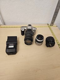 Camera Lot - Minolta Camera With A Zoom Lever, 2 Additional Zoom Levers, Nishika Twin Light 3000
