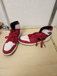 Pair Of White And Red Nike Air Jordan Shoes Size 13 USA