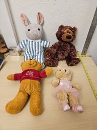 4 Stuffed Animals - 1 Kohls Care Rabbit, 1 Poo Bear, 1 White Bear, 1 Gund Bear
