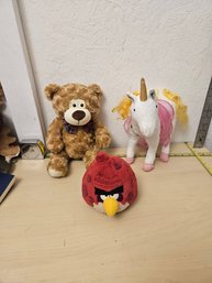 3 Stuffed Animals - 1 Angry Bird, 1 Unicorn, 1 Stuffed Animal Bear