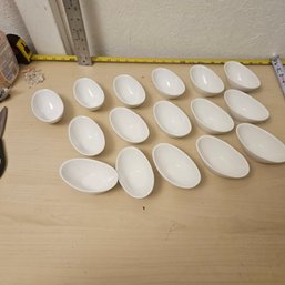 Charming Set Of 16 Small White Sauce Dishes