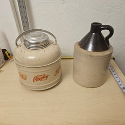 Elegant Pottery Jar & Large Metal Jar Set