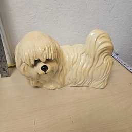 Adorable White Furry Dog Sculpture