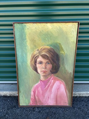 Signed MERRY REEVES Mid Century Modern Portrait Oil Painting