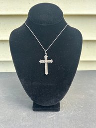 Antique Sterling Silver Cross Pendant & Chain