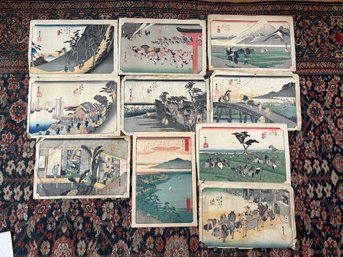 Lot Of 10 Antique Japanese Woodblock Prints