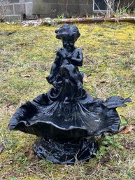 Vintage Cast Zinc Cherub Garden Sculpture Birdbath