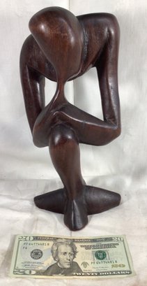 MID CENTURY MODERN Carved Wood Sculpture - 12 In X 6 In , SHIPPABLE!