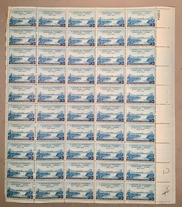 Full Sheet Of 50, 3c U.S. Stamps, Century Of Progress, U.S. Canada, SHIPPPABLE