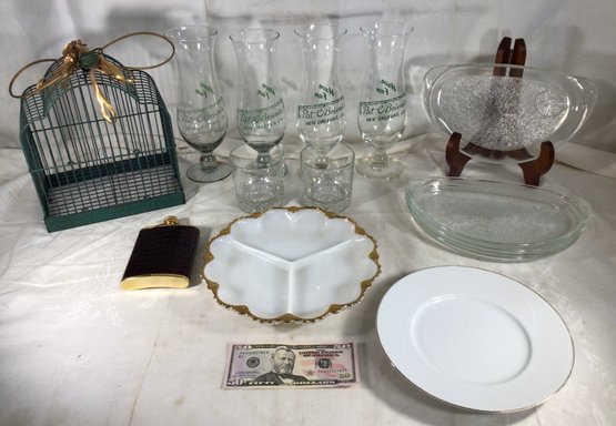 Found In A Dining Room Cabinet - 4 Buffet Plates, Dansk, 4 Pat O'Brian Hurricane Cocktail Glass, & More!
