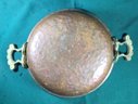 Hand Hammered Copper And Metal Dish With Handles - 8.5 In Diameter, SHIPPABLE