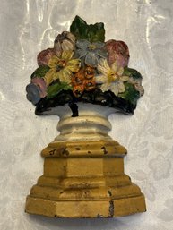Vintage Floral Painted Metal Doorstop - SHIPPABLE
