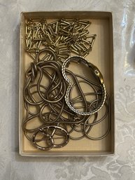 Small Box Of Gold Colored Necklaces, Reja Signed Pin, & Seiko Watch - SHIPPABLE