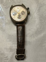 Vintage Partial Top Timer Watch W/ Face & Half Band Of Alligator Calf Leather - SHIPPABLE