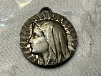 Vintage French Virgin Mary Pendant - SHIPPABLE