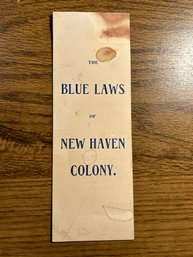 Vintage Ephemera - Blue Laws Of The New Haven Colony - CT - SHIPPABLE