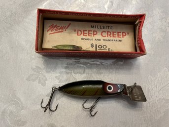 Vintage Fishing Lure - Millsite Fishing Tackle Deep Creeper W/ Original Packaging - Shippable