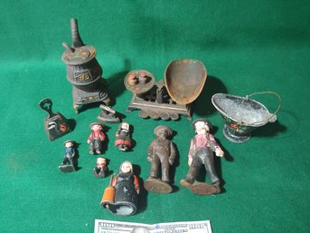 Lot Of Pennsylvania Dutch Amish Type Metal Figures & Objects