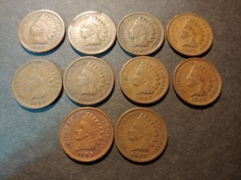 1907 Indian Head Cent Lot Of 10 #032