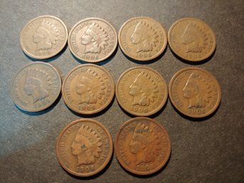 1906 Indian Head Cent Lot Of 10 #033