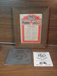 Automobile Related Lot 3 Pc. EARLY REO & DURYEA Awardd & Advertising SHIPPABLE