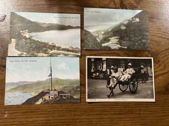 Antique 4 POSTCARDS Scenes In Hong Kong, China - SHIPPABLE (Bag 13)