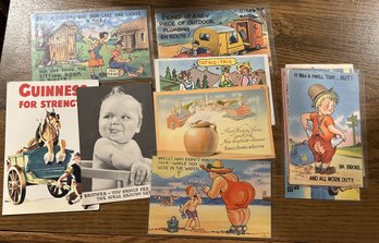 Vintage 11 HUMOR POSTCARDS Linen & Otherwise, Beach, Baby, Guinness, Etc. - SHIPPABLE (Bag 15)