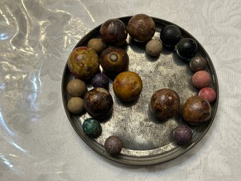Collection Of 21 Antique Clay Marbles - SHIPPABLE