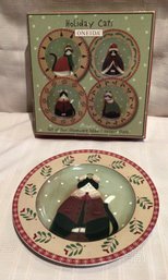 Oneida Holiday Cats - Set Of Four Stoneware/dessert Plates
