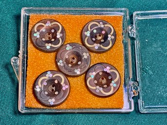 Antique Buttons, Mother Of Pearl Inset, Set Of 5, SHIPPABLE