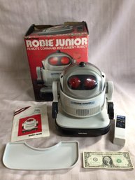 Vintage Robie Junior Remote Command Intelligent Robot - Radio Shack - In Box With Remote, Instructions