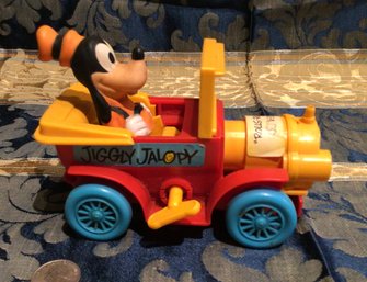 Vintage Goofy In Jiggly Jalopy Car - Rolls Rickety Wind Up Car - Working