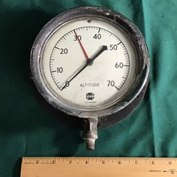 Vintage Pressure Gauge - 6 Inch Diameter Glass Face - Altitude USG - U.S. Gauge