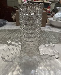 Vintage American Fostoria Glass Vase And Triangular Bowl