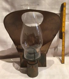Antique Oil Lamp With Interesting Reflector