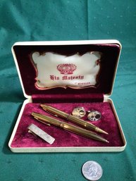 His Majesty By Windsor - Cuff Links, 2 Pens And Tie Clip