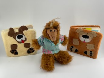Vintage Alf Hand Puppet And Two Soft Covered Children's Books - Lot Of 3