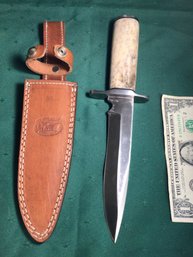 CFK Bone Handled Bowie Knife And Original Sheath