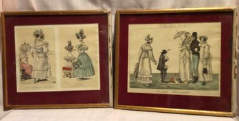 Two Antique Victorian Fashion Prints - Each Print Is 14 X 16 In, Framed