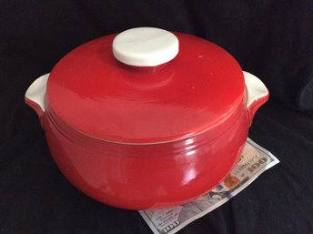 Antique Hall Red Handled Covered Casserole Style Dish