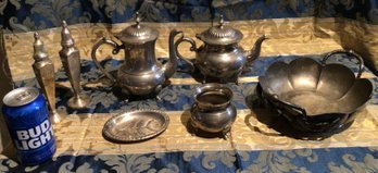2 Teapots And More! - 7 Pcs - Vintage Silver Plate