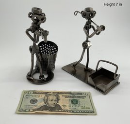 Pair Of Golfing Desk Organizers, Nuts And Bolts - See Photos