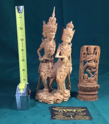 2 Balinese Wooden Sculptures - 9 In Tall And 6 In Tall, See Photos