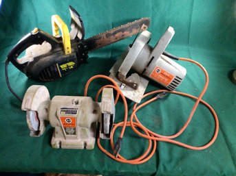 Black & Decker Bench Sander And Circular Saw, And WEN 14 In Electric Chainsaw - Not Working/need Cleaning