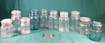Glass Jars - Atlas, Ball, Etc - Lot Of 10 - #A