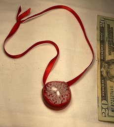 Red And White Blown Glass Pendant