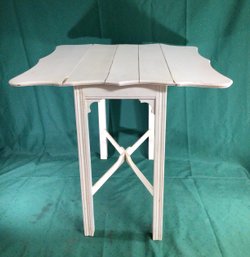 White Table With Folding Sides 23.5 In X24 In -Top12 In Wide With Sides Folded Down, 25 In Wide With Sides Out