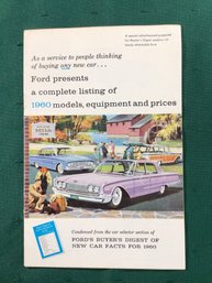Showroom Catalouge - Ford Presents A Complete Listing Of 1960 Models, Equipment And Prices