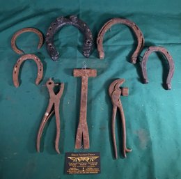 Antique Horseshoes And Horseshoeing Tools - Lot Of 8, SHIPPABLE