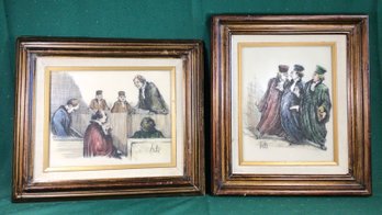 Framed Art Engraving In Resin By Honore Daumier Set/Pair - 13 In X 15 In And 15 In X 13 In - See Description